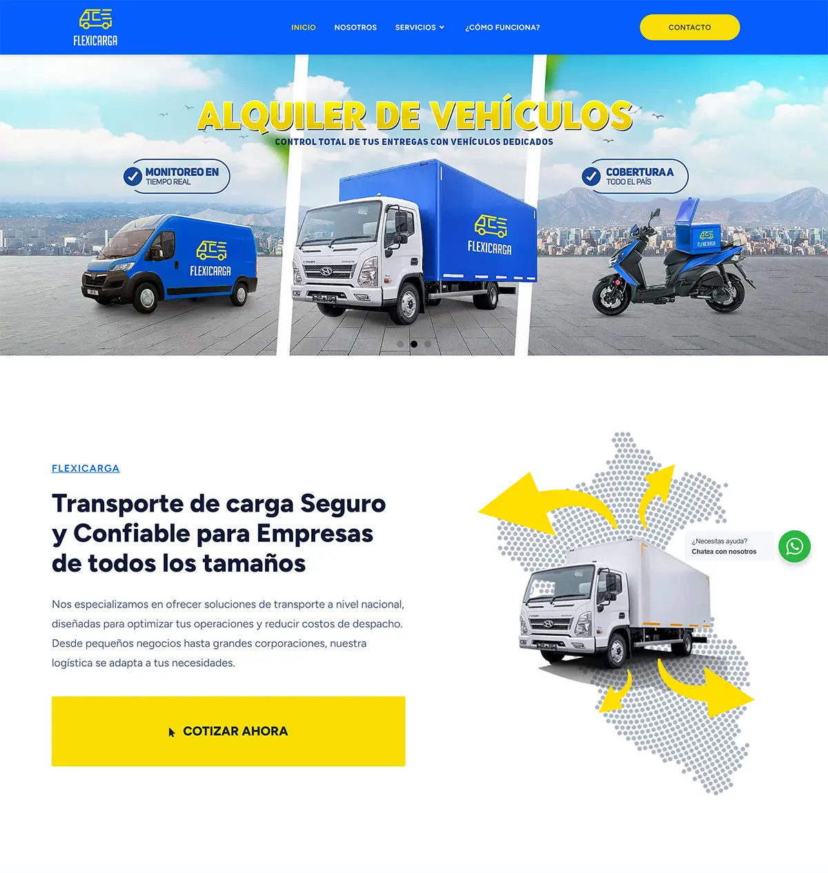 Sitio web corporativo para empresa de transporte de carga, logística y distribución de mercancías en Perú