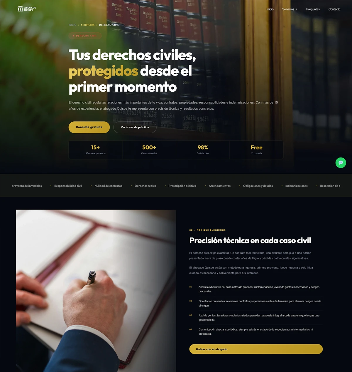 Sitio web profesional para abogado especializado en asesoría legal, defensa jurídica y consultoría empresarial